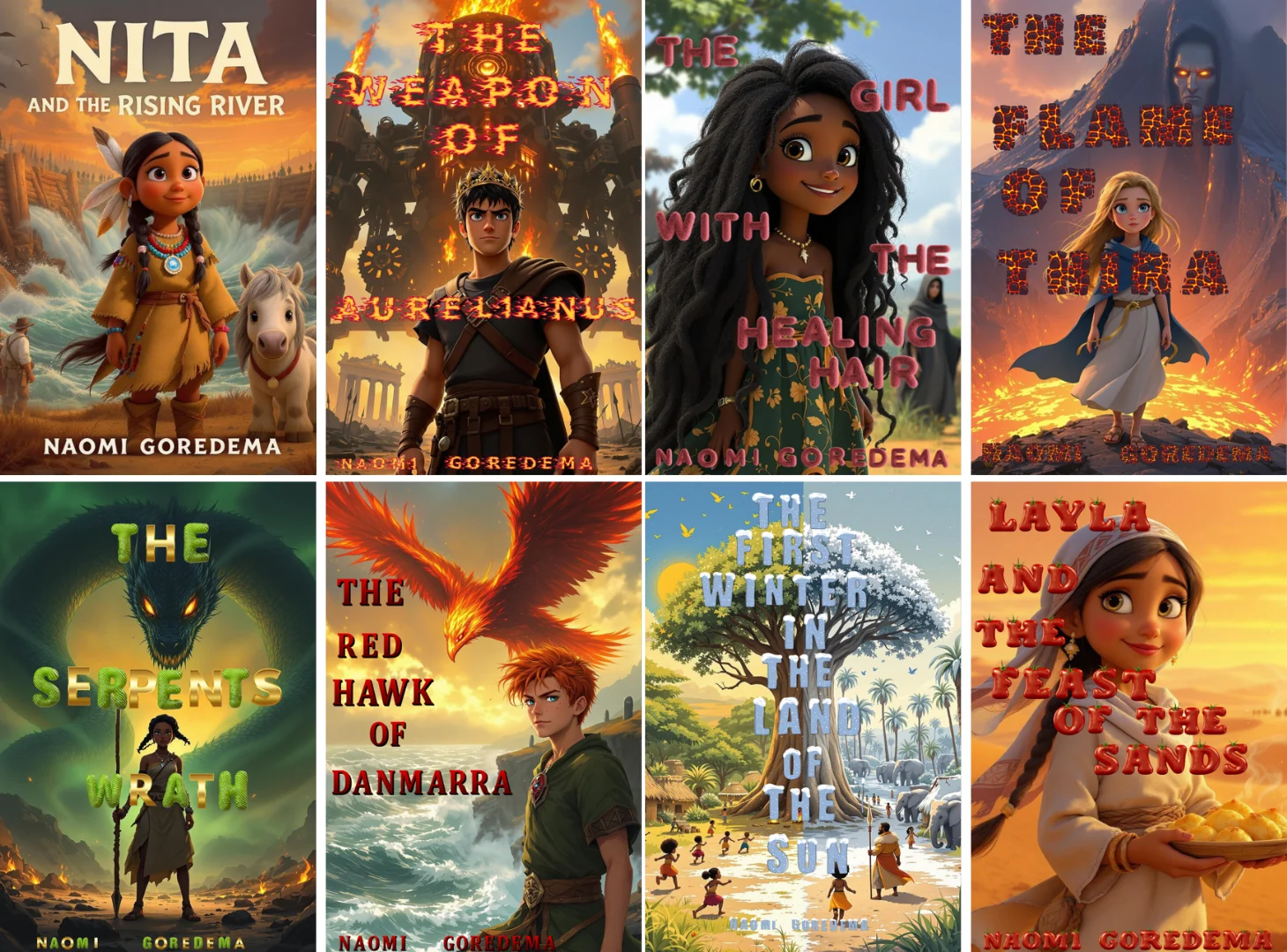 Eight published children's book covers illustrated with Neolemon